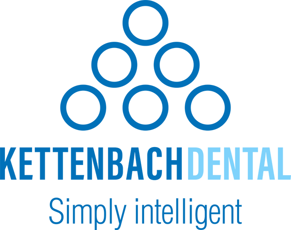 Kettenbach Logo - Blue sans-serif type with circle pyramid above