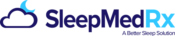 SleepMedRx Logo - Blue and cyan sans-serif type with cloud and moon icon to left