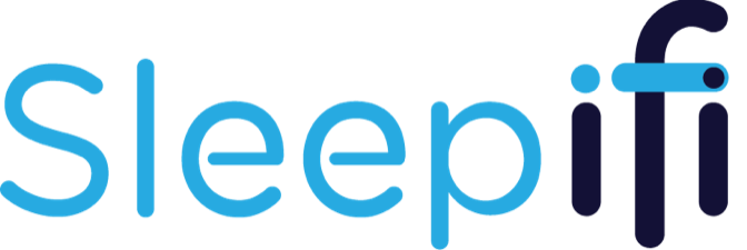 Sleepifi Logo - Blue sans-serif type with stylized ifi